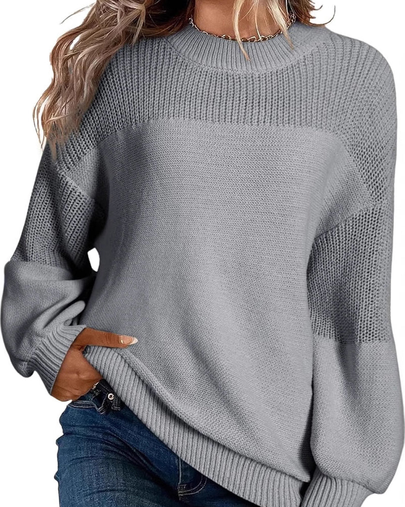 Sweater Solid Color Lantern Sleeve