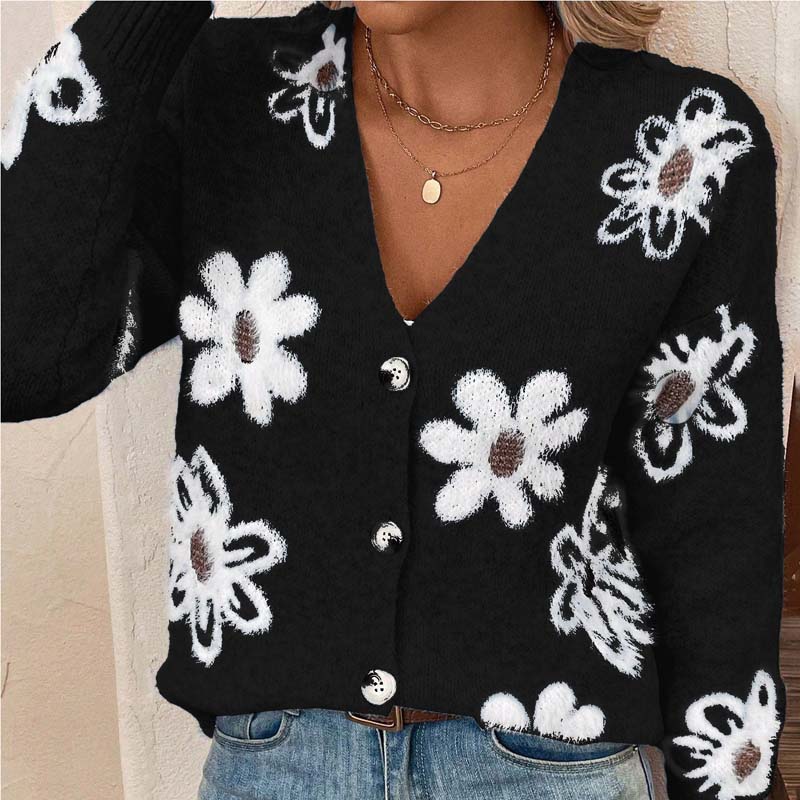 Everyday Floral Button-Front Sweater