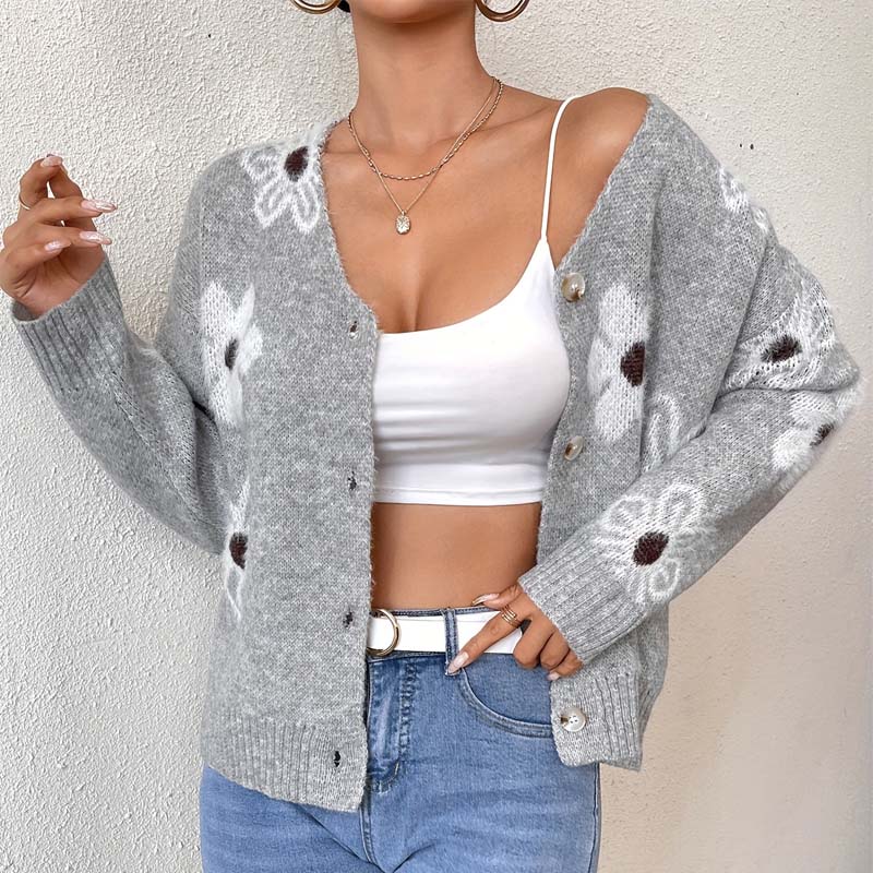 Everyday Floral Button-Front Sweater