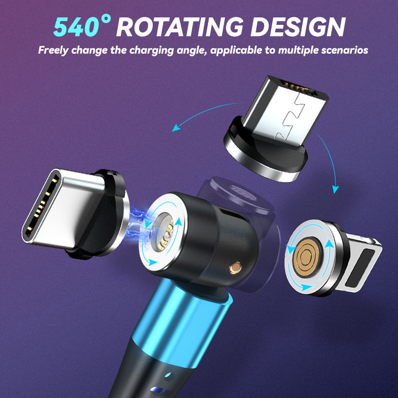 💥Only $16.98 Last Day💥3-In-1 Rotating Magnetic Streamer Data Cable