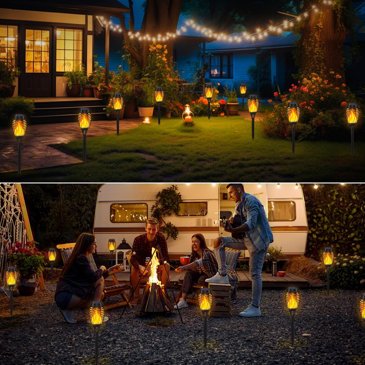 🔥2025 Solar Torch Lights – Flickering Flame Outdoor Decor