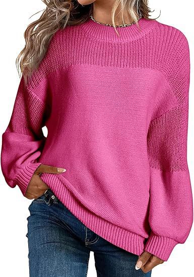 Sweater Solid Color Lantern Sleeve