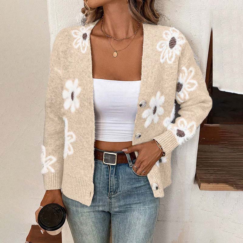 Everyday Floral Button-Front Sweater