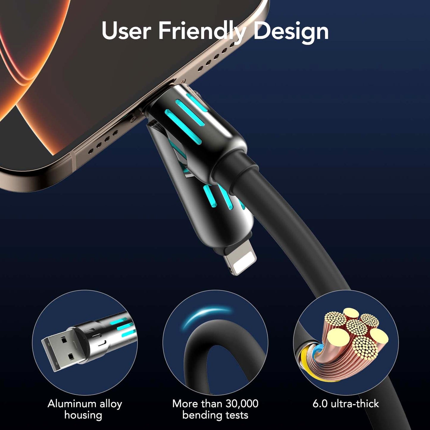 ⏰ 4-in-1 USB-oplaadkabel snel opladen MAX 240W