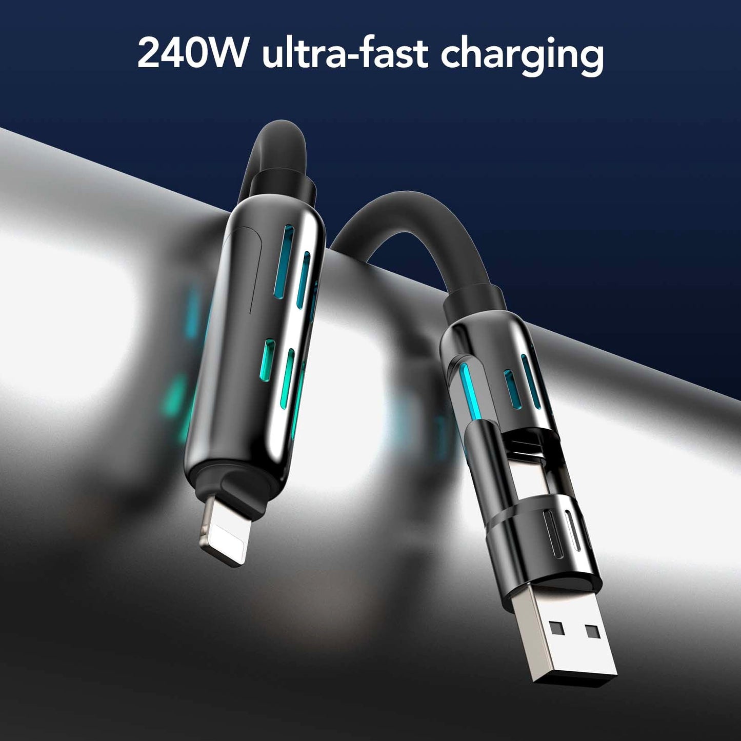 ⏰ 4-in-1 USB-oplaadkabel snel opladen MAX 240W
