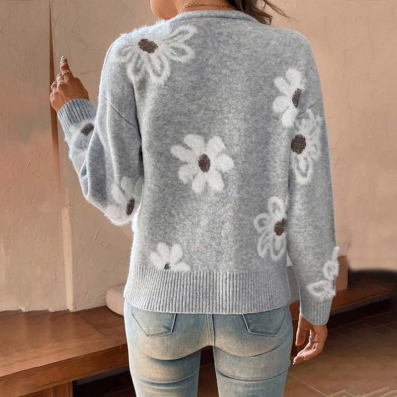 Everyday Floral Button-Front Sweater