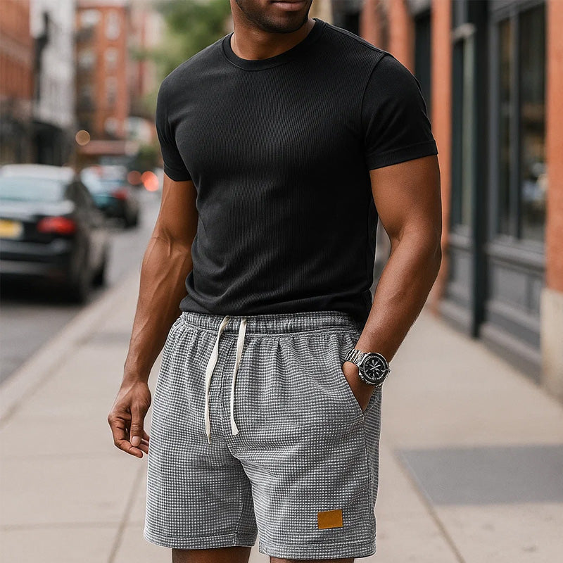 Men's Small Plaid Lace-Up Casual Shorts