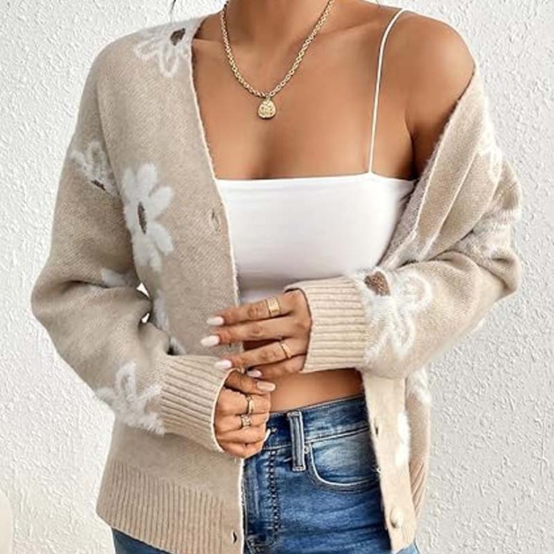 Everyday Floral Button-Front Sweater