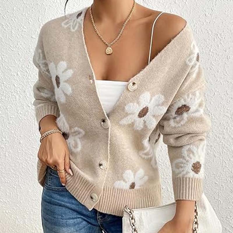 Everyday Floral Button-Front Sweater