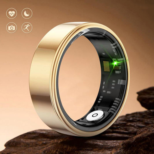Smart Waterproof Bluetooth Ring for Men & Women – Gold, Fitness Tracker with Heart Rate, Blood Pressure, Sleep & Calorie Monitoring