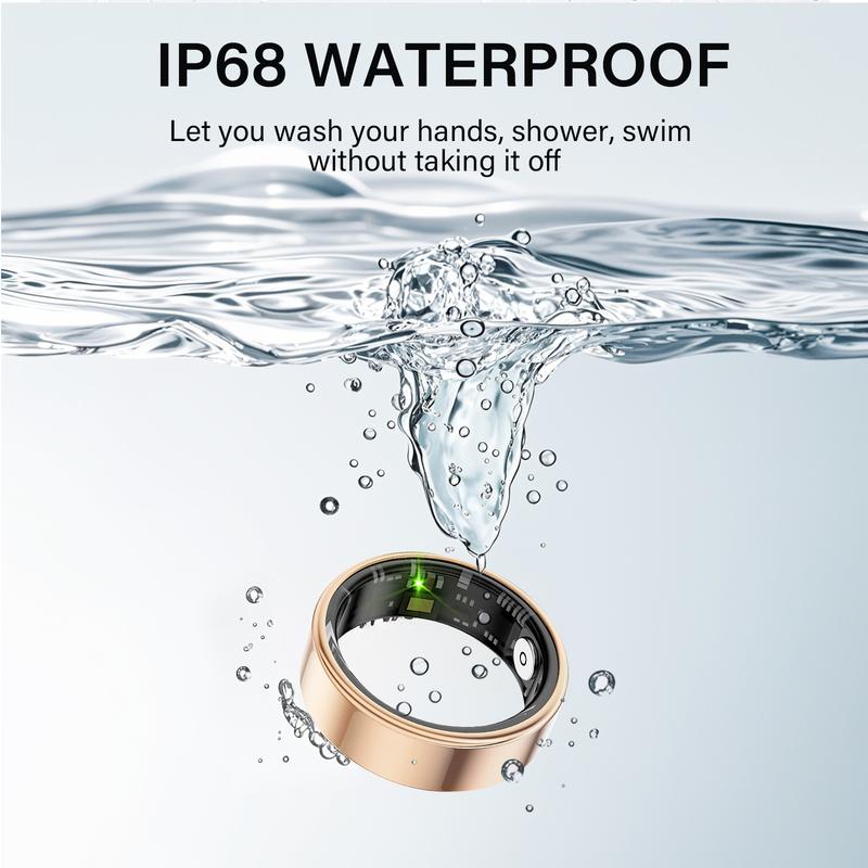 Smart Waterproof Bluetooth Ring for Men & Women – Gold, Fitness Tracker with Heart Rate, Blood Pressure, Sleep & Calorie Monitoring