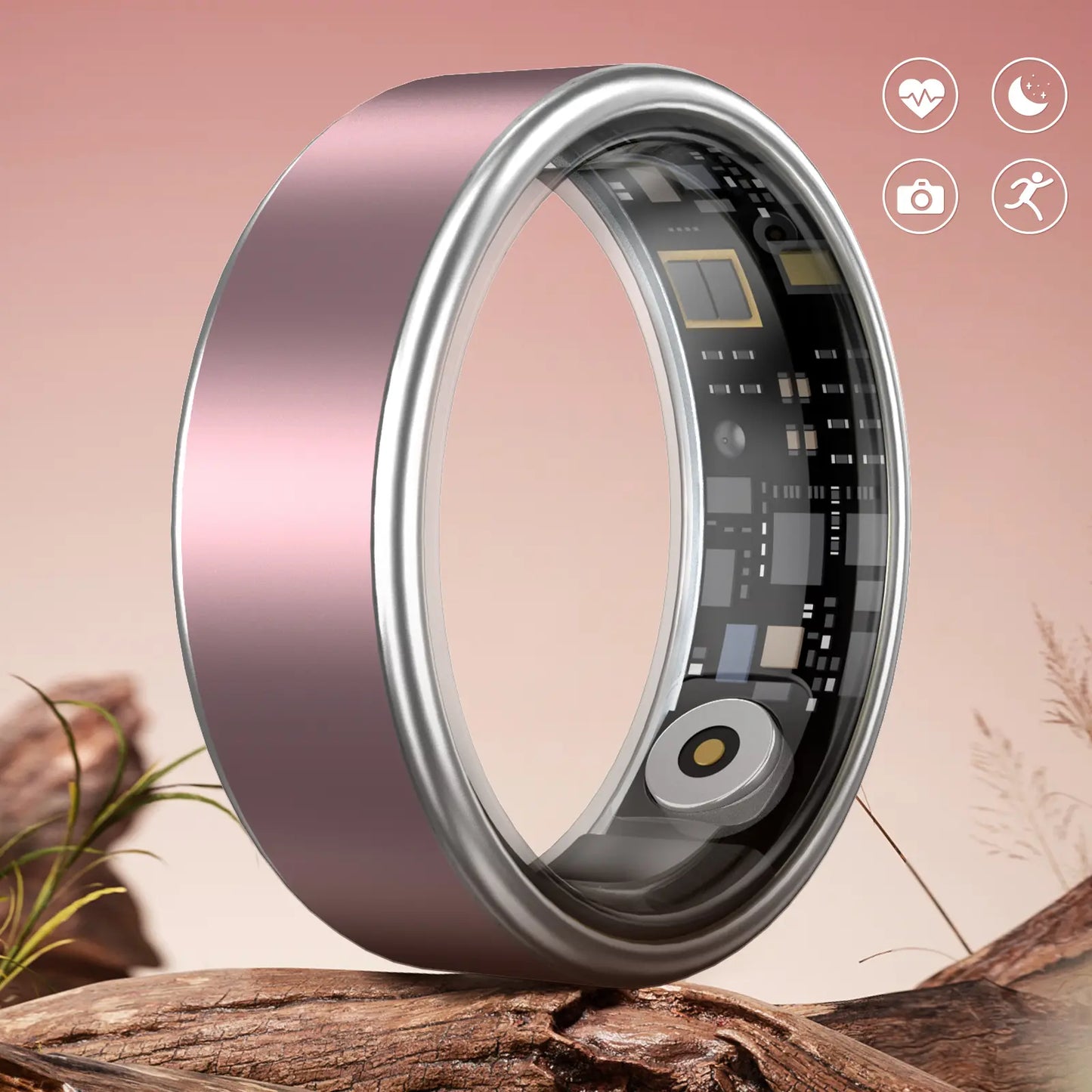 Smart Waterproof Bluetooth Ring for Men & Women – Gold, Fitness Tracker with Heart Rate, Blood Pressure, Sleep & Calorie Monitoring