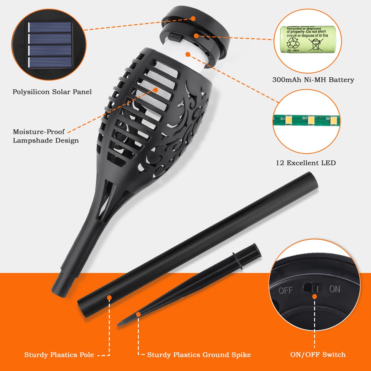 🔥2025 Solar Torch Lights – Flickering Flame Outdoor Decor