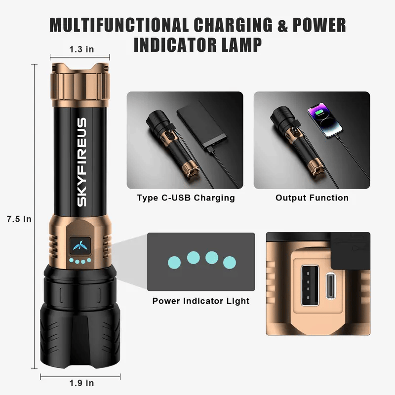 SKYFIRE 1097 flashlight strong light ultra bright outdoor camping home long-range portable ultra long endurance lighting