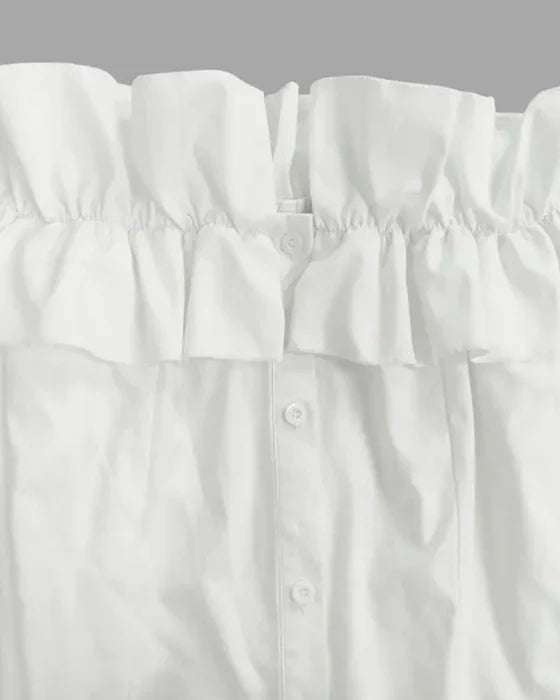 👩Autumn simple solid color one shoulder ruffled shirt top for women👗